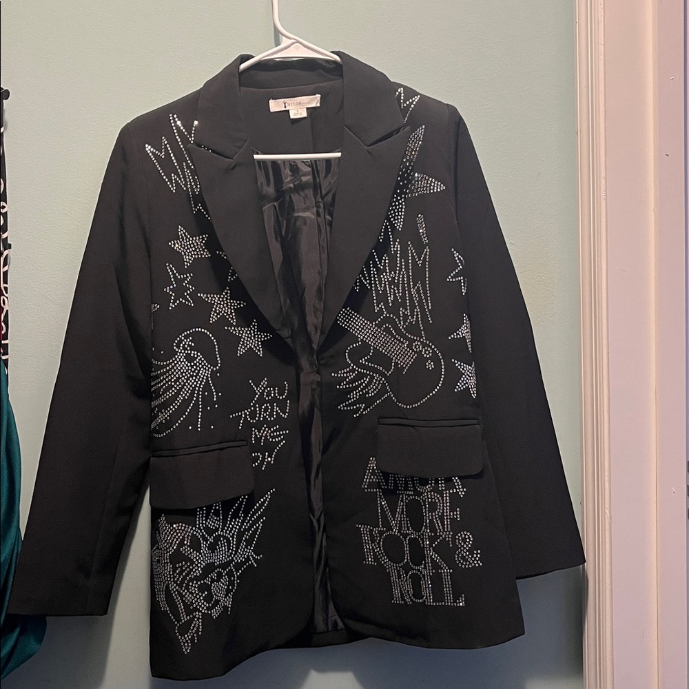 Black Blazer with Silver Studded Design